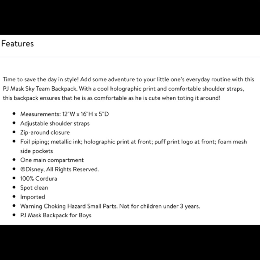 PJ Masks Boy’s Sky Team Backpack (NWT) - Picture 5 of 5